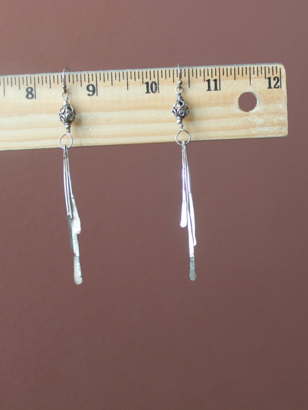 Sterling Silver Earrings with ball and Hanging Silver